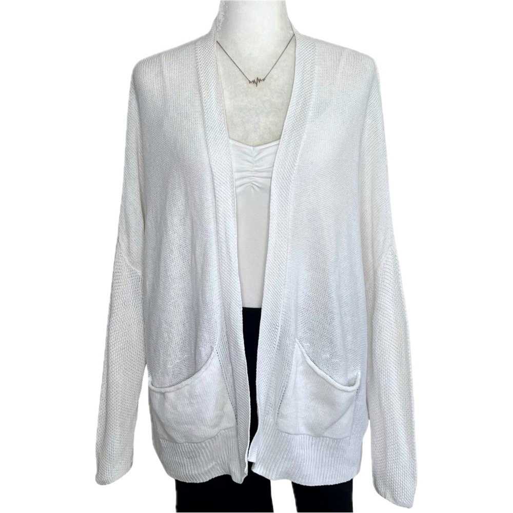AEO Cardigan Open Front Open Knit White Medium M 1779 American Eagle Sweater